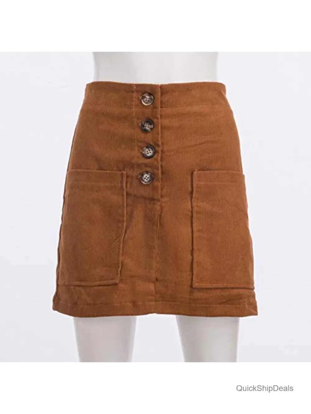 Women's High Waist Button Down A-Line Mini Skirt with Pockets